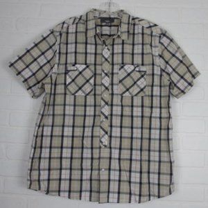 Mountain Ridge Pearl Snap Button Plaid Short Sleeve Shirt Size Large/XL